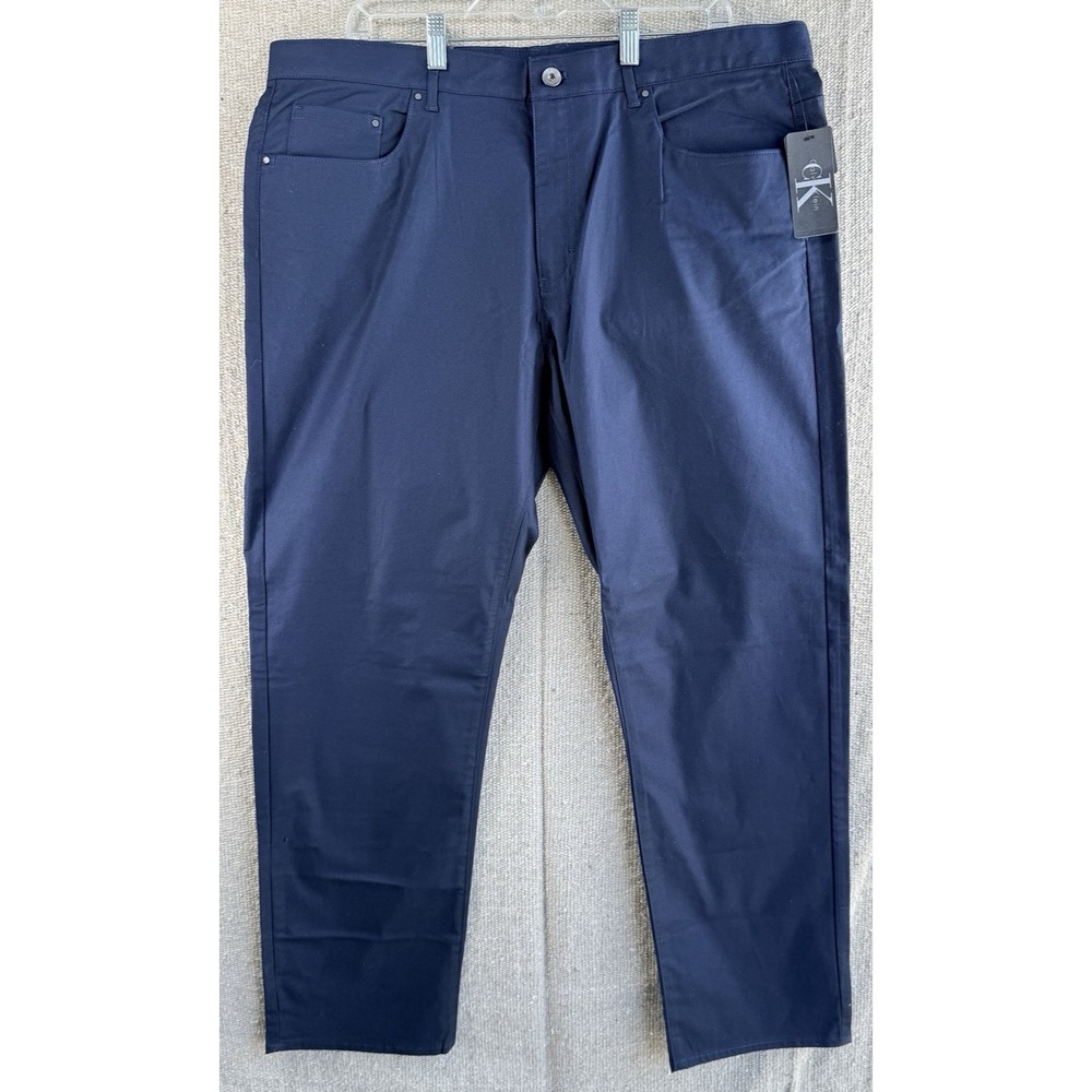 NWT Calvin Klein Pants 38x30 Navy Blue Stretch Slim Fit Chino Pants